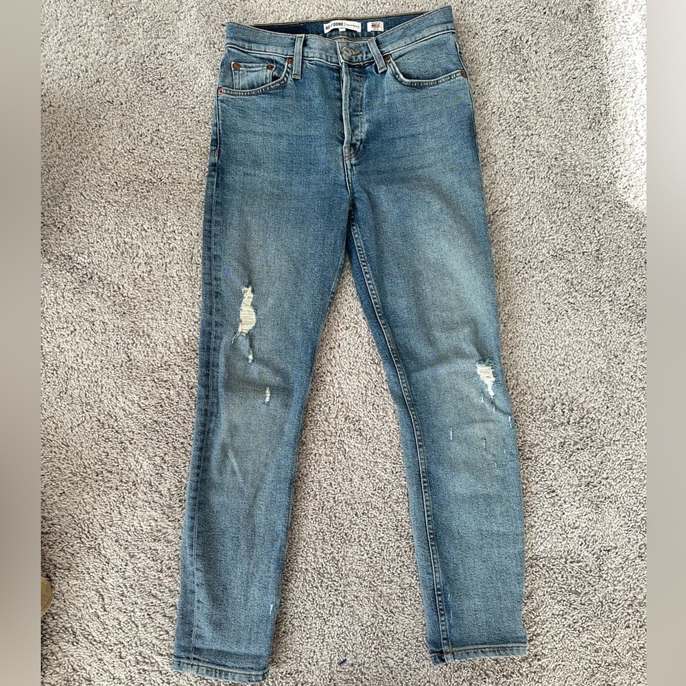Re/Done Originals High Rise Ankle Crop Stretch Jeans